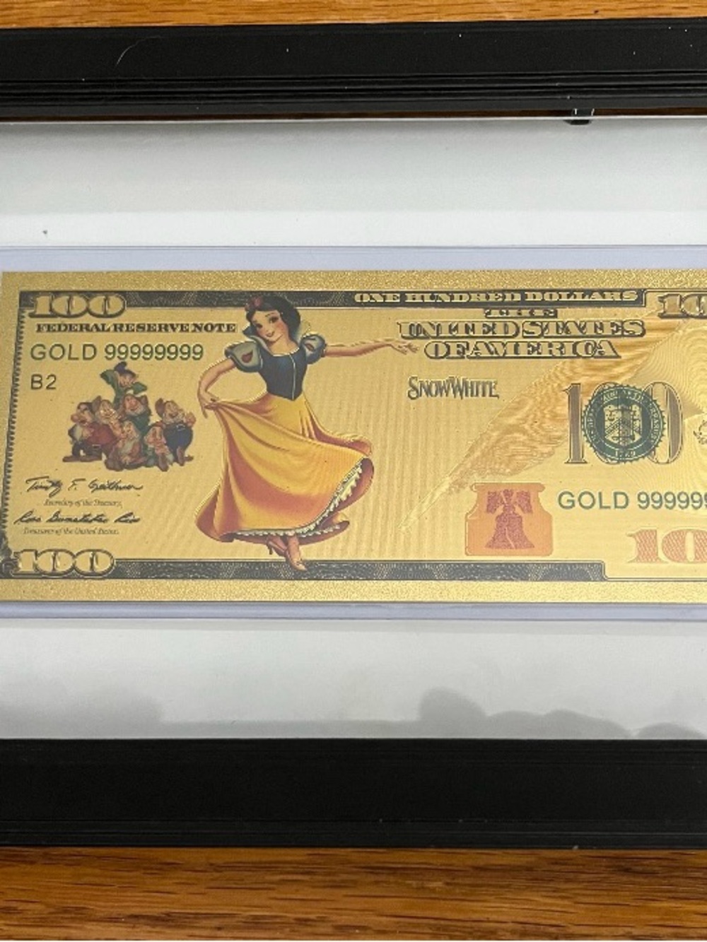 Snow White Gold Novelty $100 Collectible Note